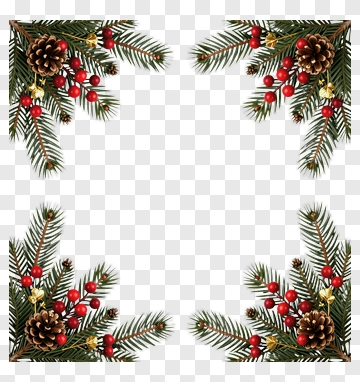 Christmas Pine Cone And Berry Frame PNG