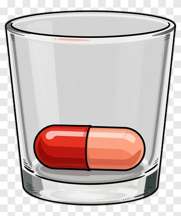 Red And Pink Capsule In A Glass PNG