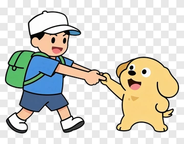 Boy Holding A Dog's Paw PNG