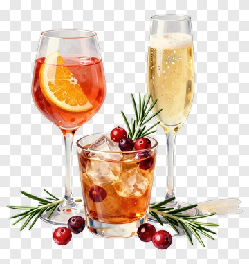 Cocktail Glasses With Garnishes PNG