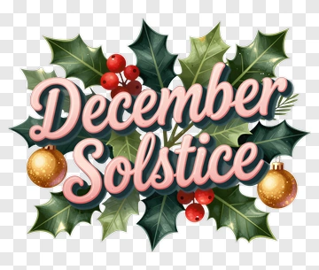 December Solstice With Holly And Ornaments PNG
