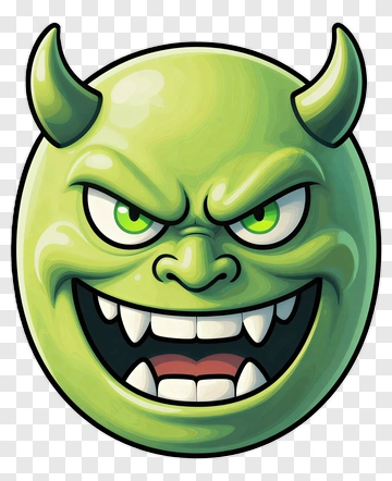 Cartoon Green Monster Face PNG