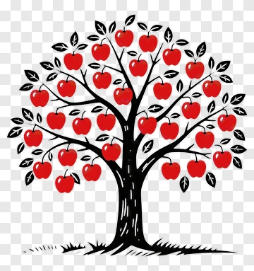 Apple Tree With Red Apples PNG
