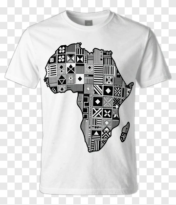 Black And White Africa Map T-Shirt Design PNG