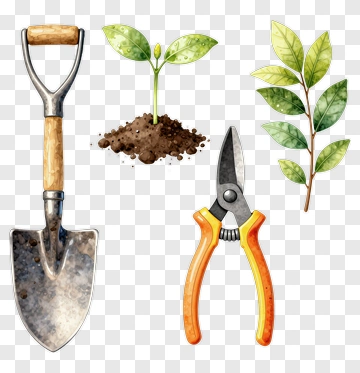 Gardening Tools And Plants PNG