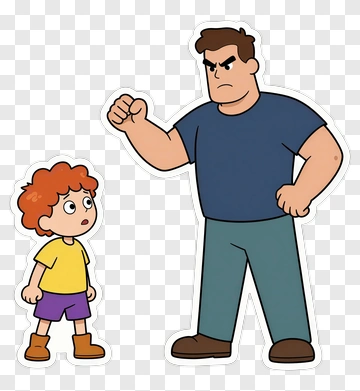 Cartoon Father And Son Arguing PNG