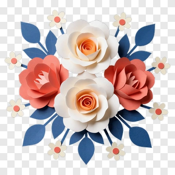 Colorful Paper Flower Bouquet PNG