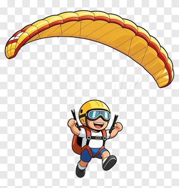 Cartoon Boy Paragliding PNG