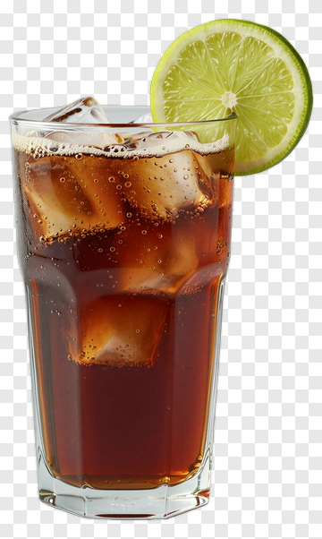 Glass Of Cola With Ice And Lime Slice PNG