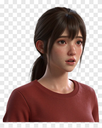 Realistic Young Woman With Brown Hair PNG