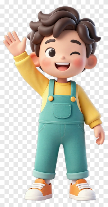 3D Boy Waving Hello PNG