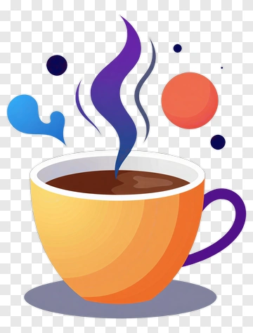 Colorful Coffee Cup With Steam PNG