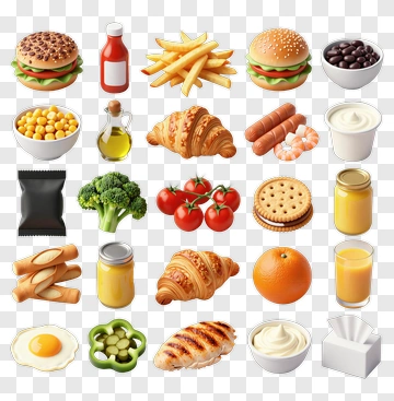 Variety Of Food Items On A Table PNG