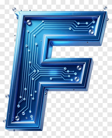 Blue Circuit Board Letter F PNG