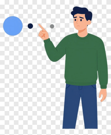 Man Pointing At A Blue Circle PNG