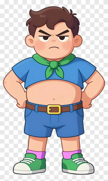 Cartoon Boy Standing With Arms Crossed PNG