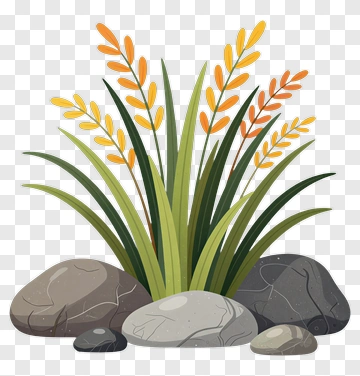 Grass And Rocks Composition PNG
