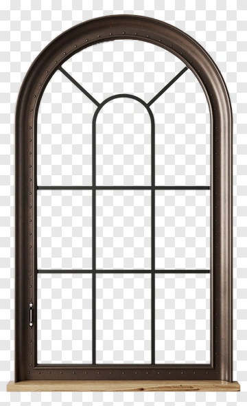 Arched Window With Metal Frame PNG