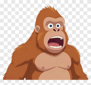 Cartoon Gorilla With A Surprised Expression PNG