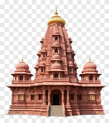 Hindu Temple With Golden Dome PNG