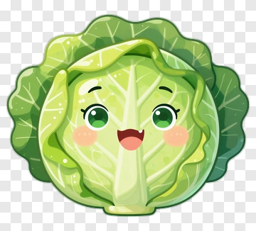 Cartoon Cabbage With A Happy Face PNG