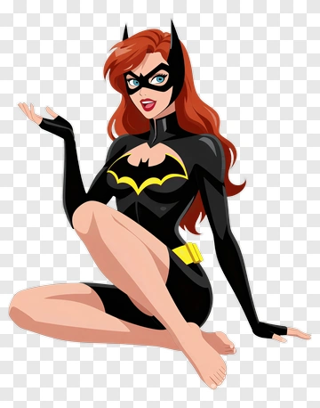 Cartoon Batgirl Sitting In A Superhero Pose PNG