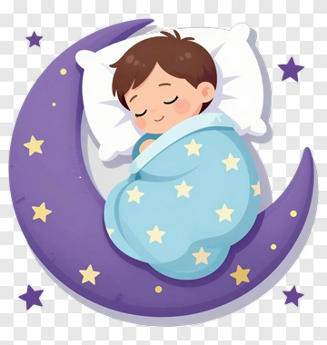 Cartoon Boy Sleeping On A Moon PNG