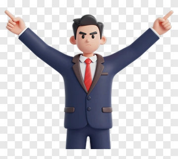 3D Businessman Gesturing With Open Arms PNG