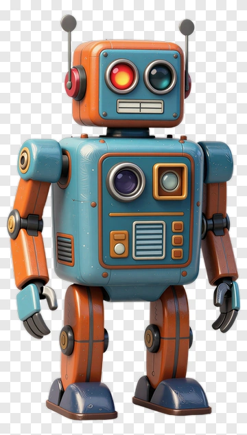 3D Retro Robot Character PNG