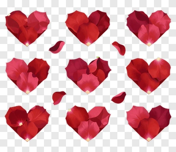 Heart Shapes Made Of Rose Petals PNG