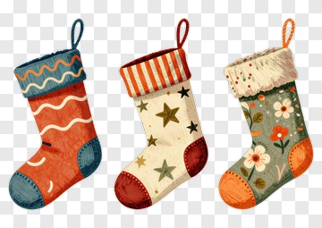 Colorful Christmas Stockings PNG