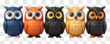 Colorful Cartoon Owls Collection PNG