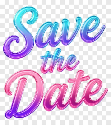 Colorful Save The Date Text PNG