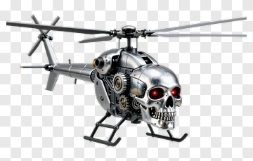 Skull Helicopter With Mechanical Details PNG