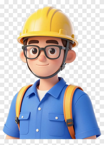3D Construction Worker Wearing A Hard Hat PNG