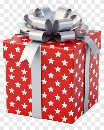 Red Gift Box With Silver Ribbon PNG
