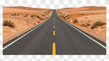 Desert Road Stretching Into The Horizon PNG