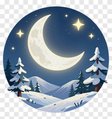 Moonlit Winter Landscape With Snowy Trees PNG