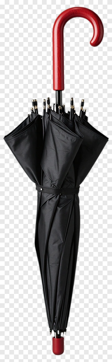 Black Umbrella With Red Handle PNG