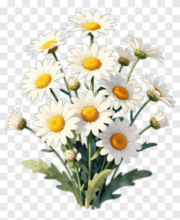 Flower Bouquet With White Daisies PNG