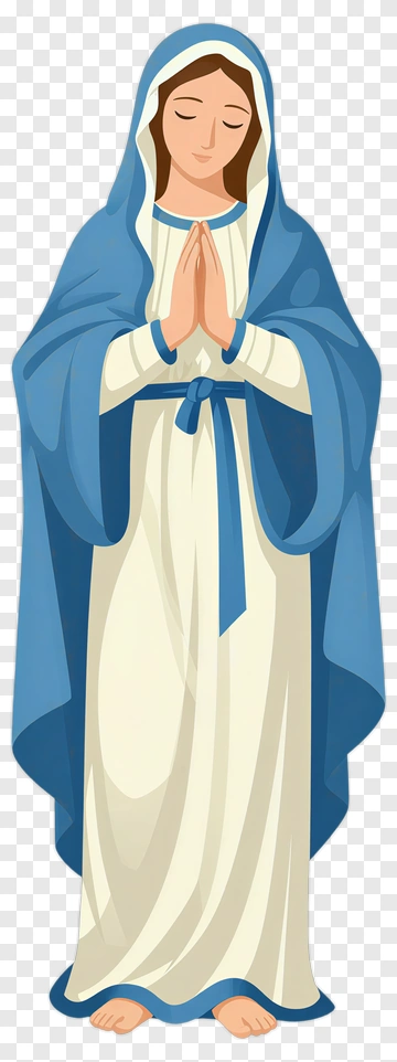 Praying Woman In Blue And White Robe PNG