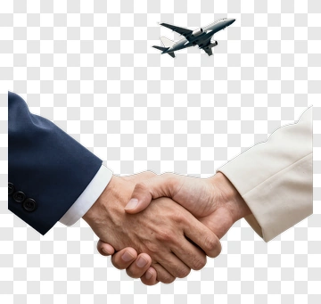 Businessmen Shaking Hands With An Airplane In The Background PNG