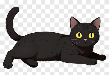 Cartoon Black Cat With Yellow Eyes PNG