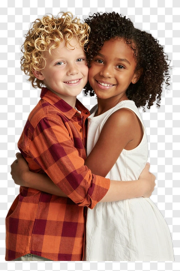 Happy Children Embracing Each Other PNG