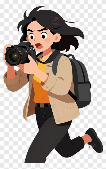 Cartoon Photographer Running With Camera PNG