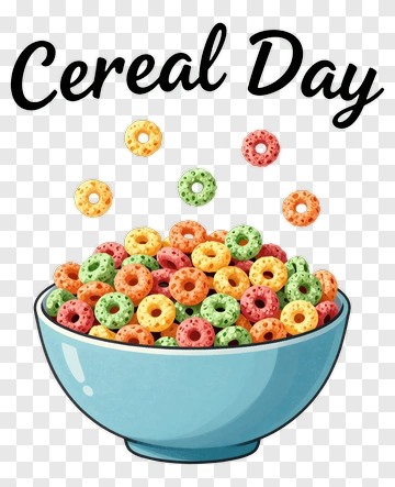 Cereal Day Bowl Of Colorful Cereal PNG