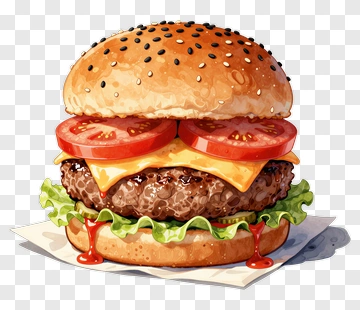 Cheeseburger With Tomato And Lettuce PNG