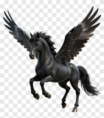 Black Pegasus With Wings PNG
