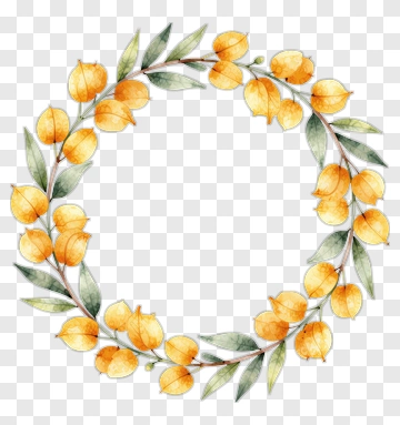 Watercolor Floral Wreath With Yellow Flowers PNG