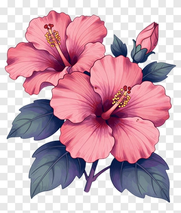 Pink Hibiscus Flowers PNG